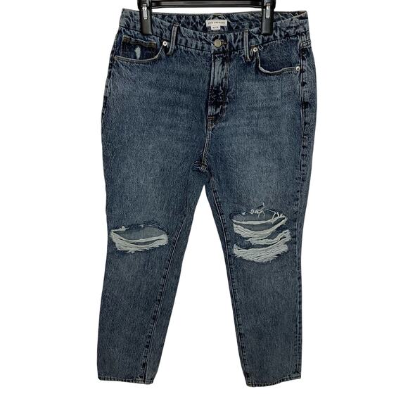 Good American High Rise Jeans 12/31 Classic Distressed Stretch Denim Casual - Picture 1 of 6